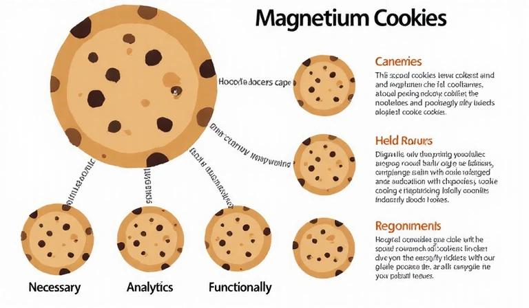 Vergrößerte Darstellung verschiedener Cookie-Typen mit Beschreibungen, die ihre Funktionen hervorheben.
