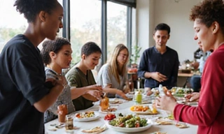 Bild einer Gruppe von Menschen, die an einem Ernährungsworkshop teilnehmen und lernen.
